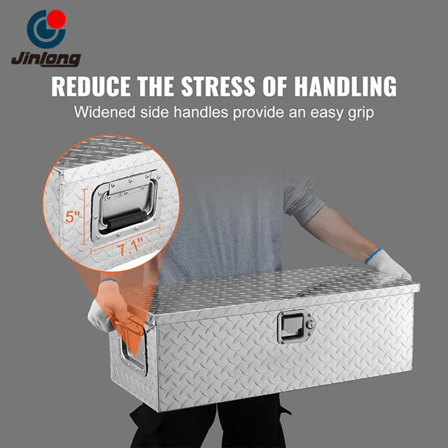 JINLONG Heavy Duty Aluminum Truck Bed Tool Box, Diamond Plate Tool Box with Side Handle And Lock Keys, Storage Tool Box Chest Box Organizer for Pickup, Truck Bed, RV, Trailer, 30