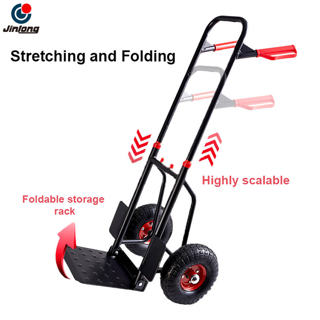 Heavy Duty Steel Foldable Platform Hand Truck with 10” Big Pneumatic Wheels