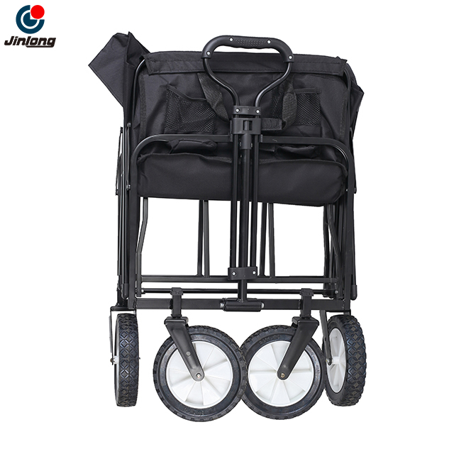 3-second Fold Cart for Car Trunk, Adjustable Push-pull Utility Cart, Dual-brake All-terrain Camping Cart, Removable Washable Fabric Beach Cart