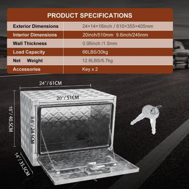 Aluminum Waterproof Lockable Underbody Truck Box Van Trailer