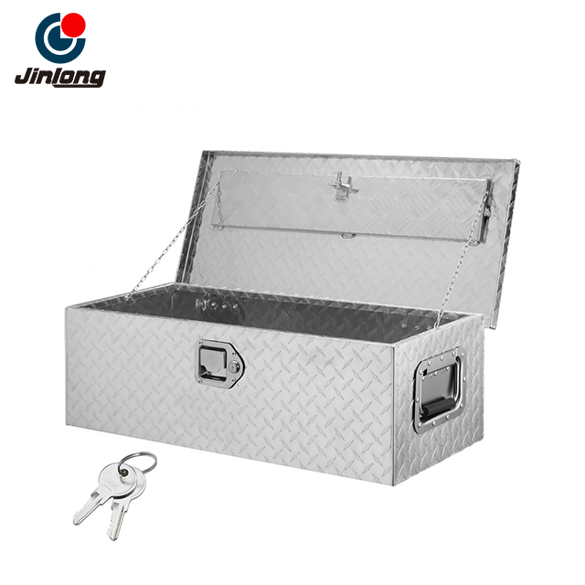 JINLONG Heavy Duty Aluminum Truck Bed Tool Box, Diamond Plate Tool Box with Side Handle And Lock Keys, Storage Tool Box Chest Box Organizer for Pickup, Truck Bed, RV, Trailer, 30