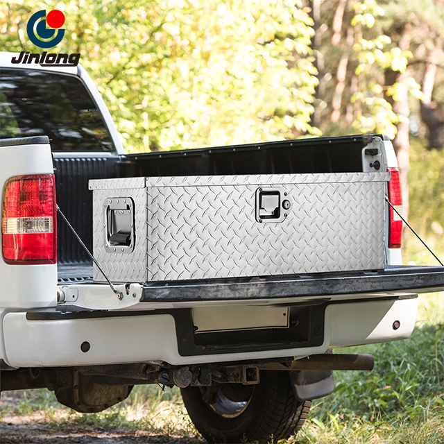 JINLONG Heavy Duty Aluminum Truck Bed Tool Box, Diamond Plate Tool Box with Side Handle And Lock Keys, Storage Tool Box Chest Box Organizer for Pickup, Truck Bed, RV, Trailer, 30