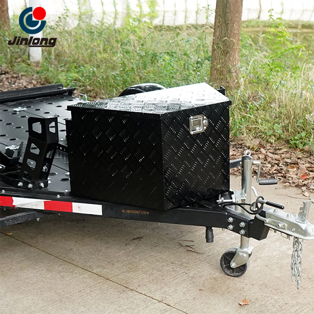 JINLONG Trailer Tongue Box, Aluminum Alloy Tongue Box Tool Chest, Heavy Duty Trailer Box Storage with Lock And Keys, Utility Trailer Tongue Box for Pickup Truck, RV, Trailer, 29