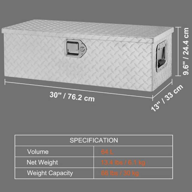 Aluminum Lockable Truck Bed Tool Box Pickup RV