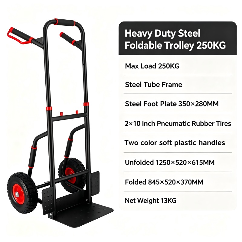 250KGS Heavy-Duty Steel Foldable Trolley